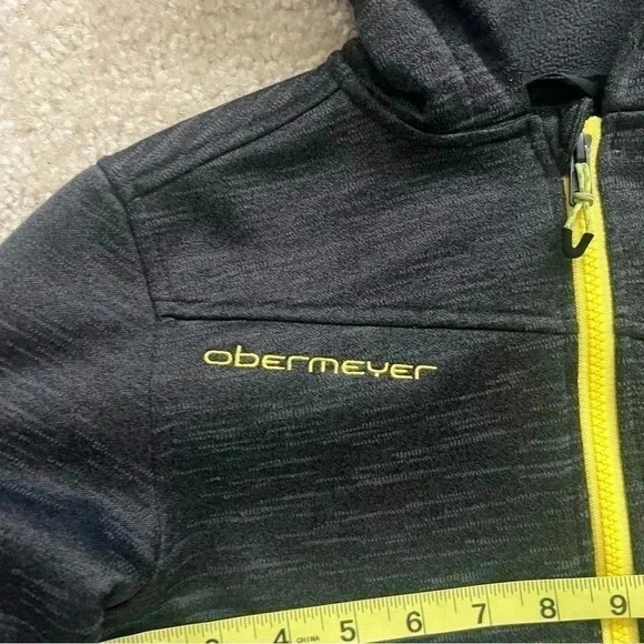 Obermeyer Ski Snowboarding Hoodie Sweatshirt 47001 Black Boy Sz Small Full Zip - Picture 7 of 16